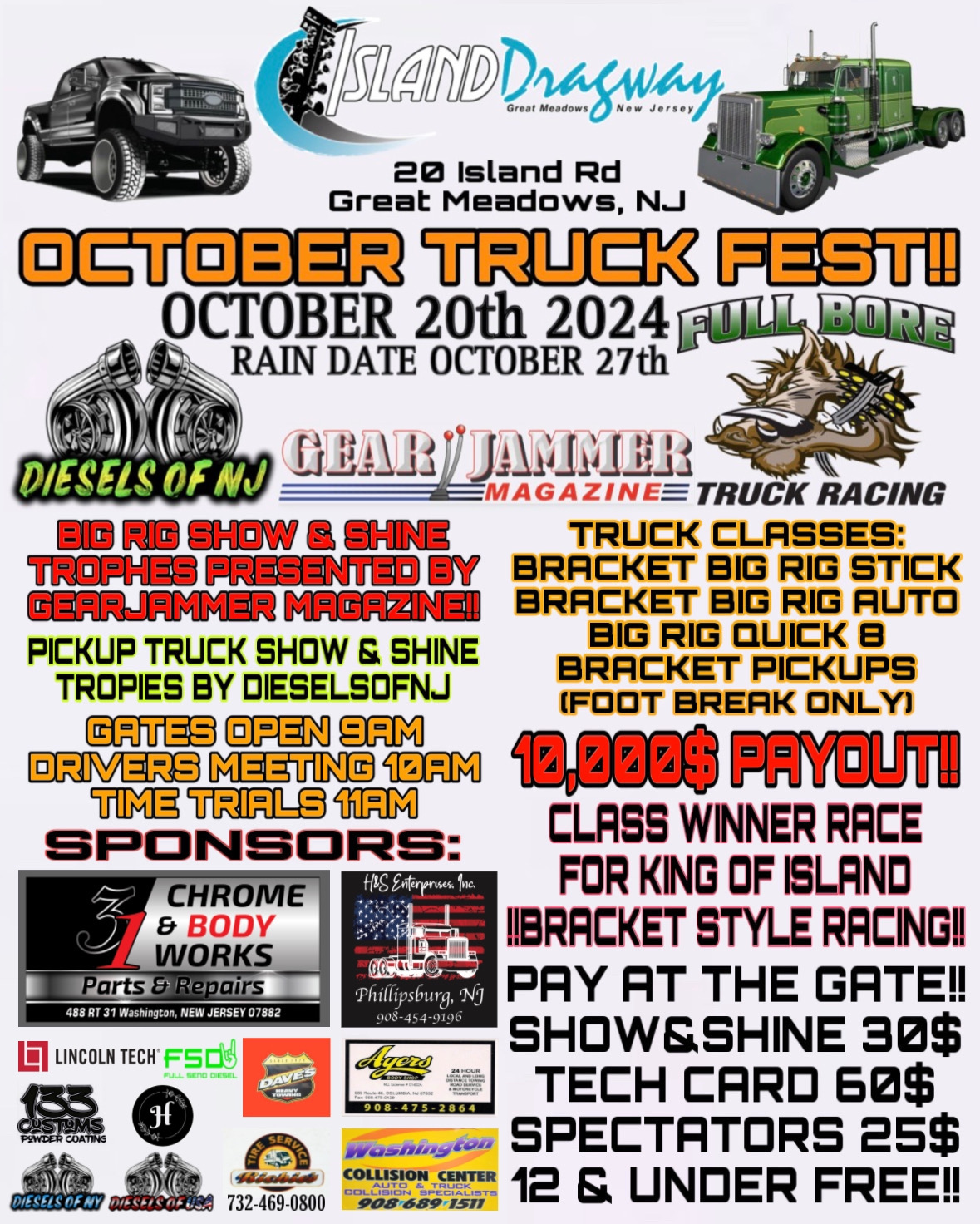 October Truck Fest @ Island Dragway: October 20th in Great Meadows NJ